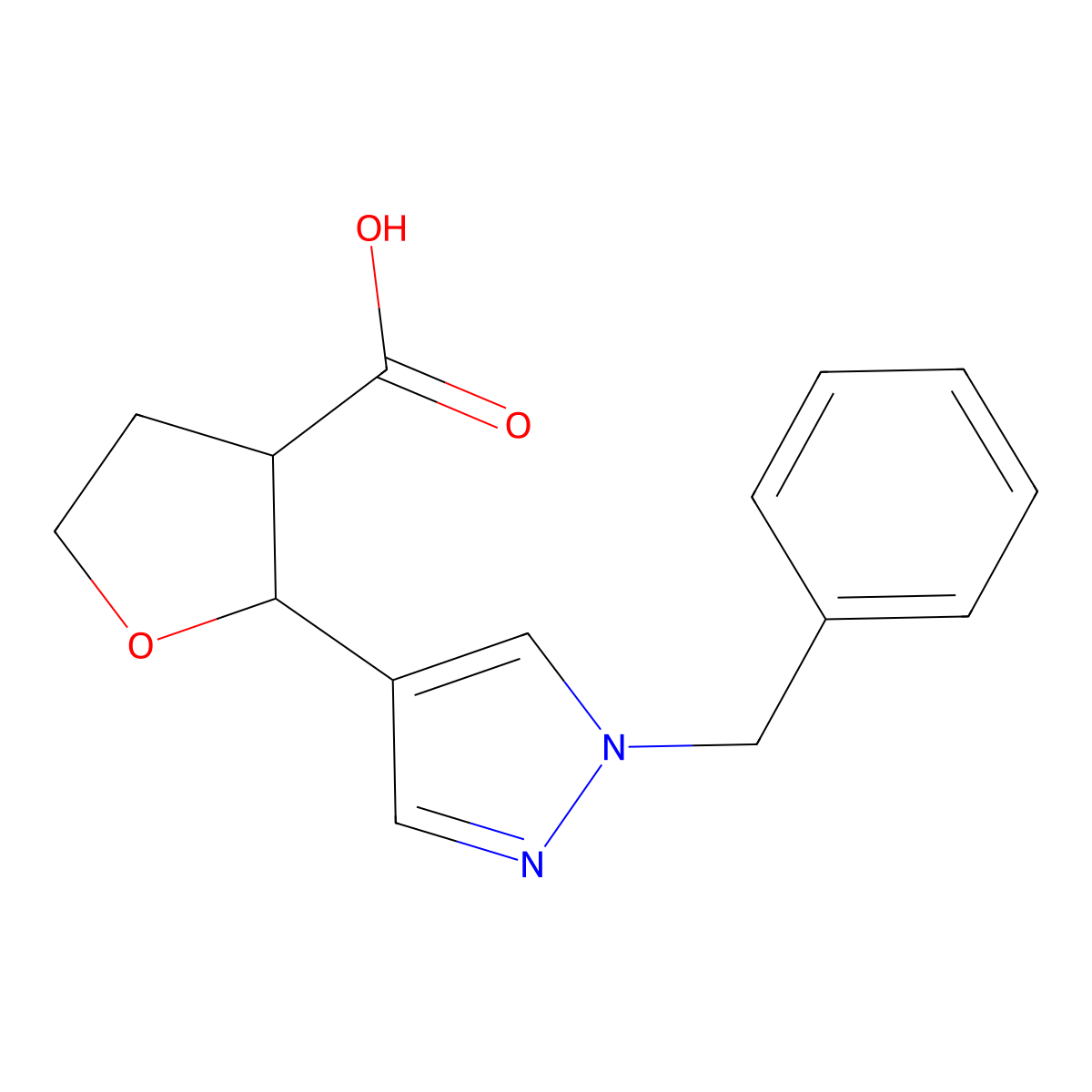 2-(1-Benzyl-1H-pyrazol-4-yl)oxolane-3-carboxylic acid molecular structure, CAS 1822794-66-0