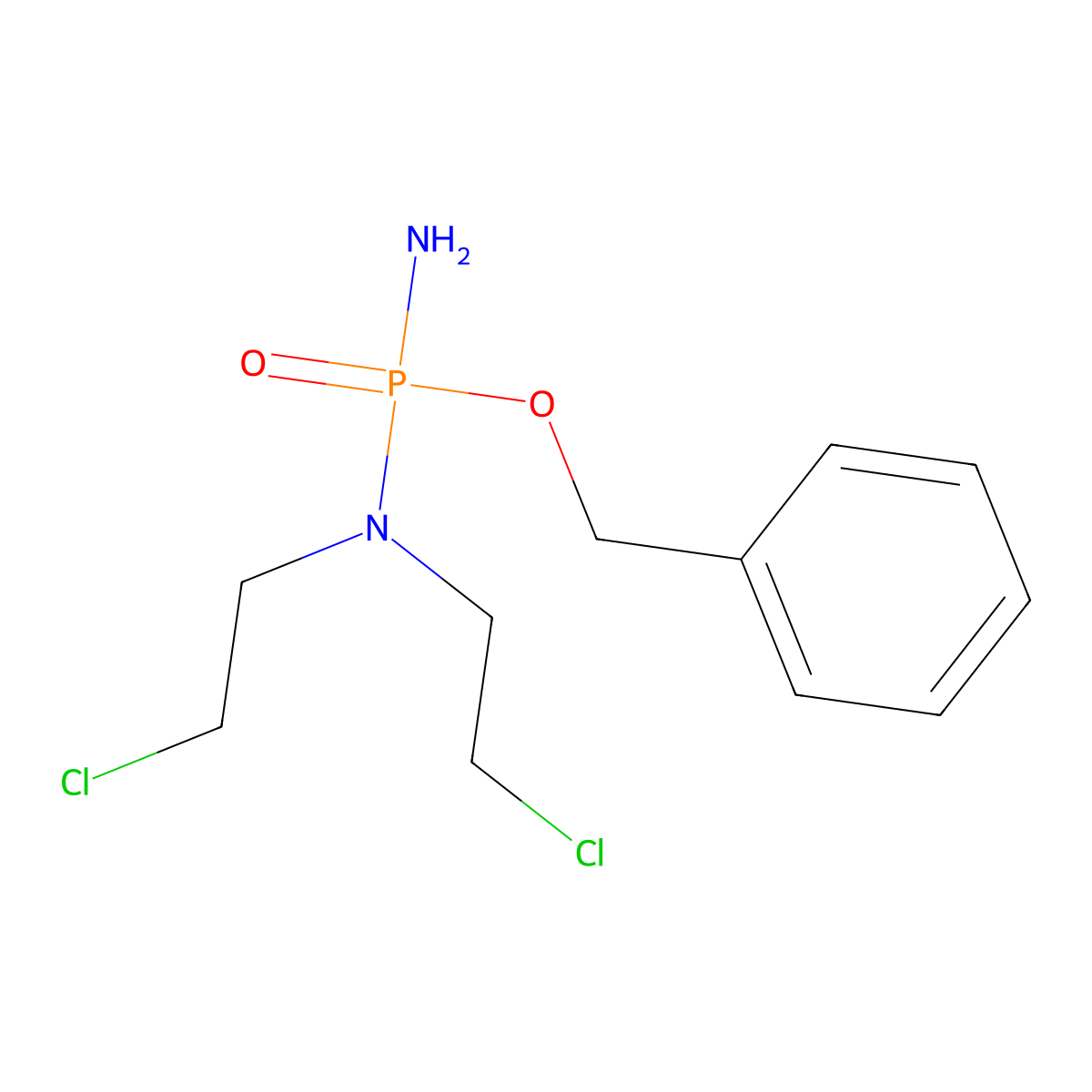 Phosphorodiamidic acid, n,n-bis(2-chloroethyl)-, phenylmethyl ester molecular structure, CAS 18228-80-3