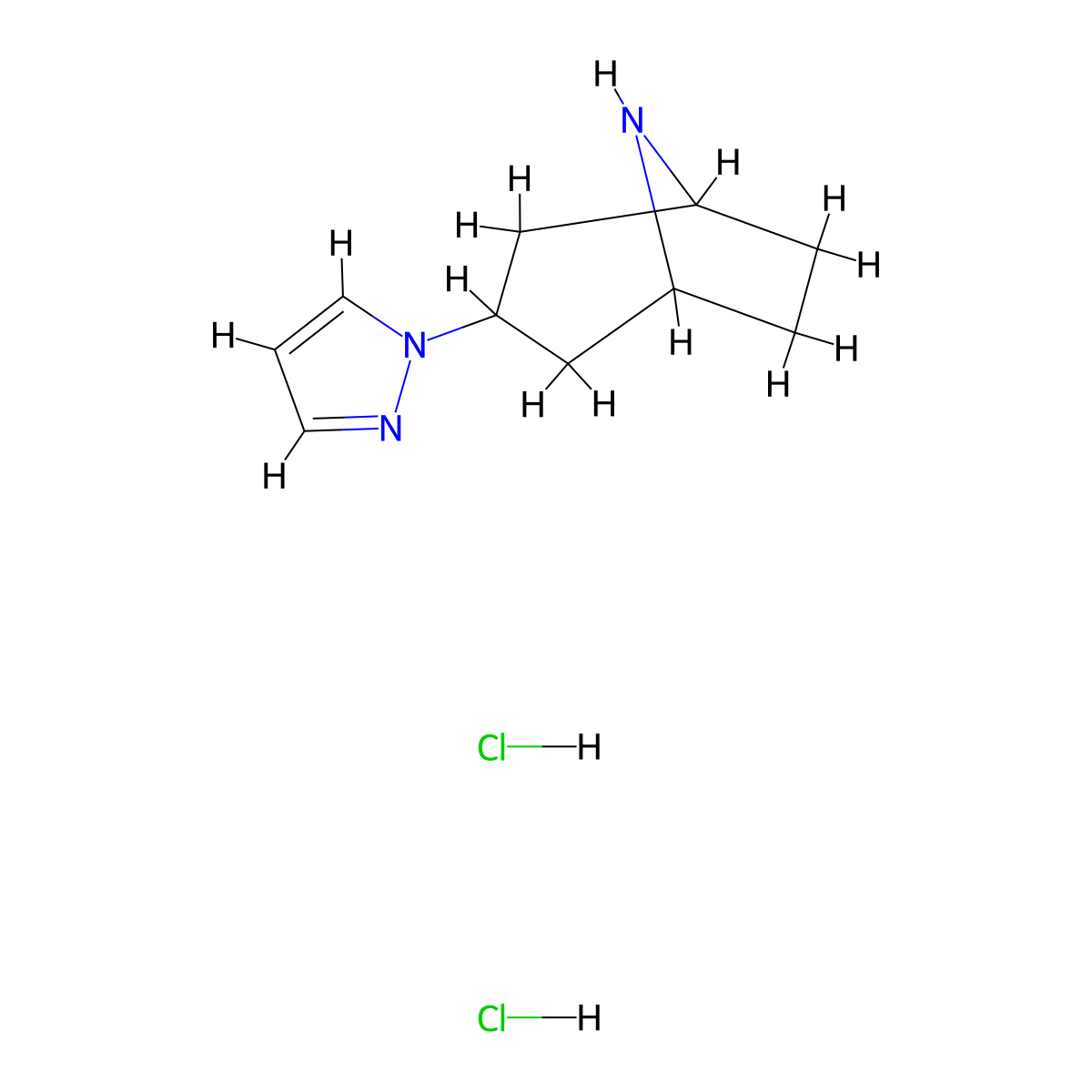 3-(1H-pyrazol-1-yl)-8-azabicyclo[3.2.1]octane dihydrochloride molecular structure, CAS 1822801-03-5