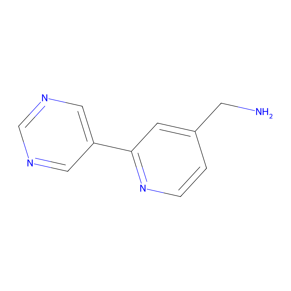 (2-(Pyrimidin-5-yl)pyridin-4-yl)methanamine molecular structure, CAS 1822801-26-2