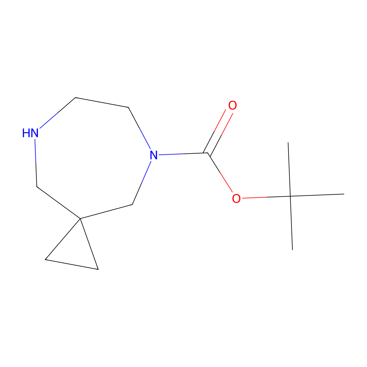 Tert-butyl 5,8-diazaspiro(2.6)nonane-5-carboxylate molecular structure, CAS 1822802-10-7