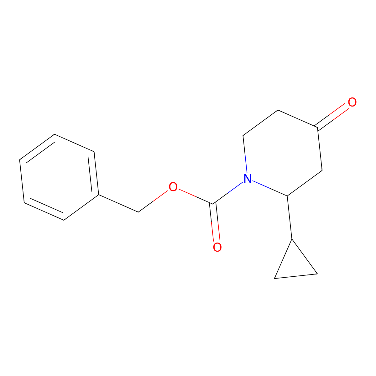 Benzyl 2-cyclopropyl-4-oxopiperidine-1-carboxylate molecular structure, CAS 1822802-26-5
