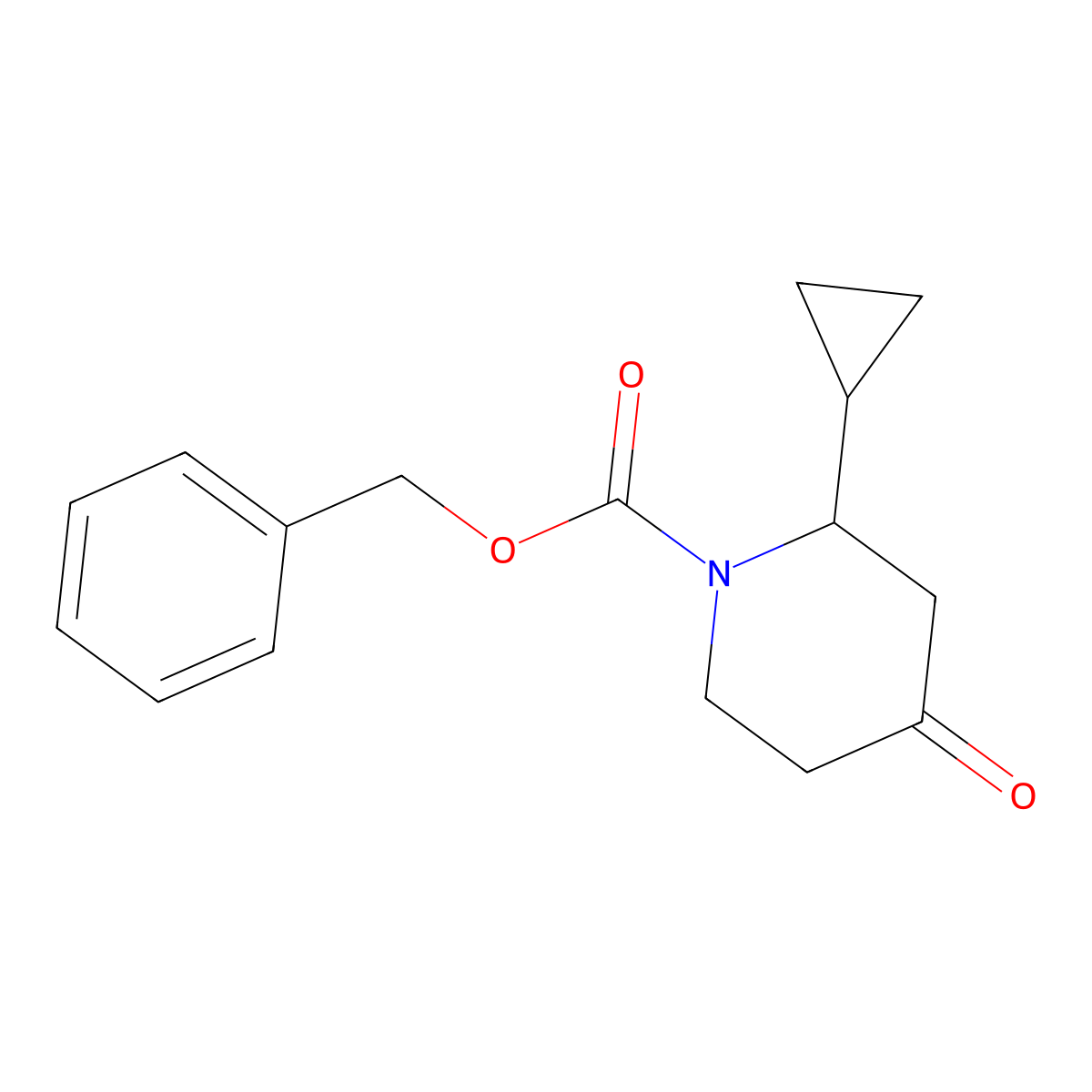 Benzyl 2-cyclopropyl-4-oxopiperidine-1-carboxylate molecular structure, CAS 1822802-26-5