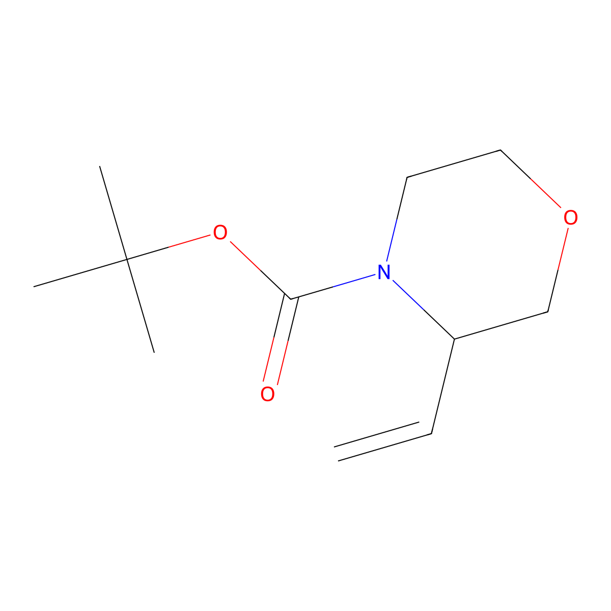 Tert-butyl 3-ethenylmorpholine-4-carboxylate molecular structure, CAS 1822812-12-3