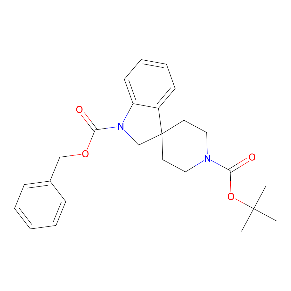 1-Benzyl 1'-tert-Butyl spiro[indoline-3,4'-piperidine]-1,1'-dicarboxylate molecular structure, CAS 1822813-27-3