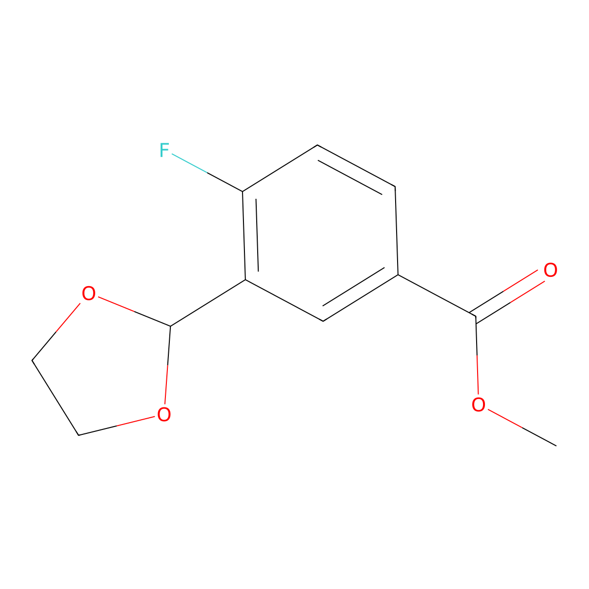 Methyl 3-(1,3-dioxolan-2-yl)-4-fluorobenzoate molecular structure, CAS 1822816-58-9