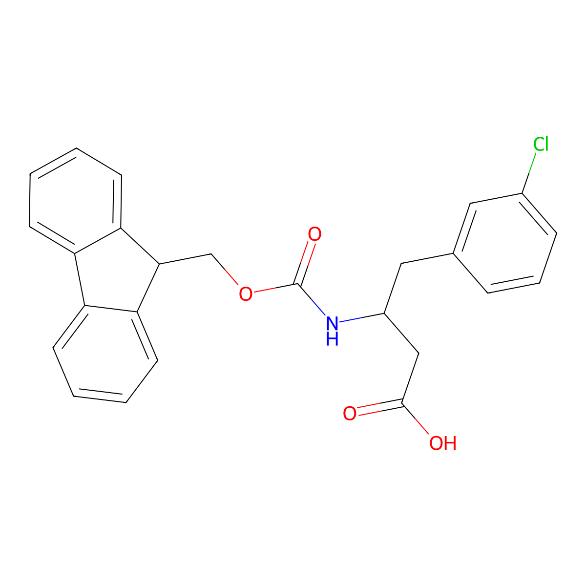 Fmoc-(S)-3-amino-4-(3-chlorophenyl)-butyric acid molecular structure, CAS 1822818-20-1