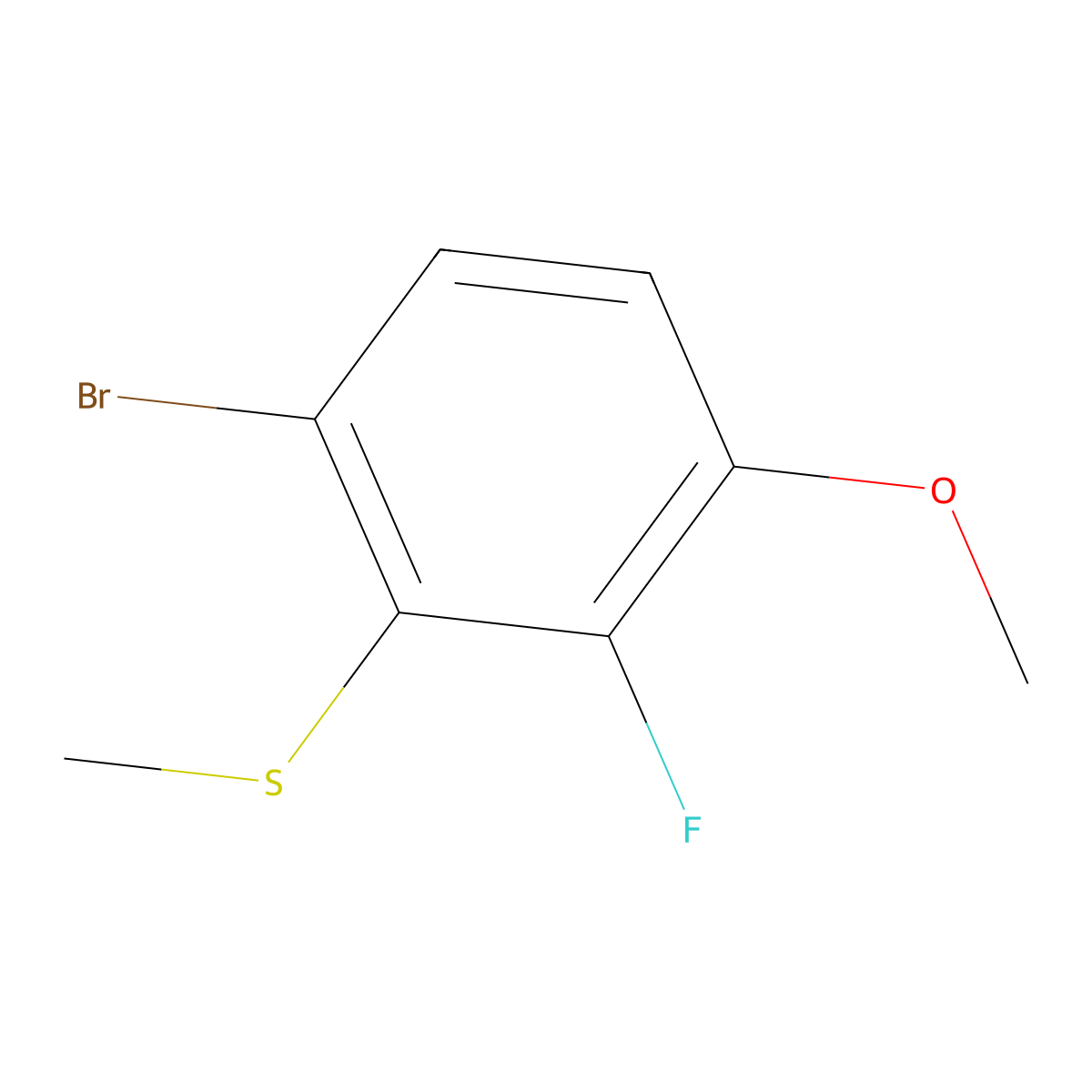 (6-Bromo-2-fluoro-3-methoxyphenyl)(methyl)sulfane molecular structure, CAS 1822822-76-3