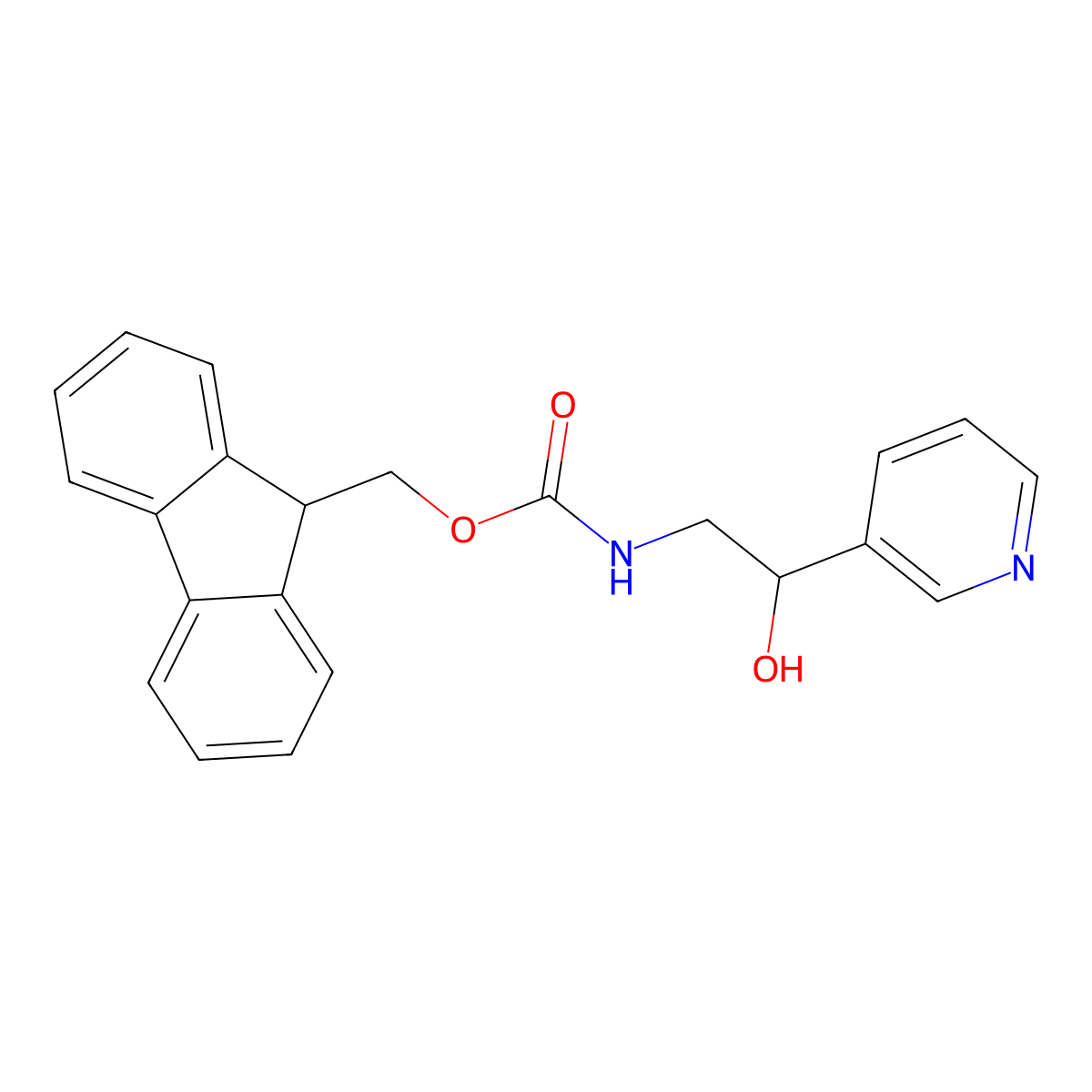 (9H-fluoren-9-yl)methyl N-[2-hydroxy-2-(pyridin-3-yl)ethyl]carbamate molecular structure, CAS 1822822-81-0