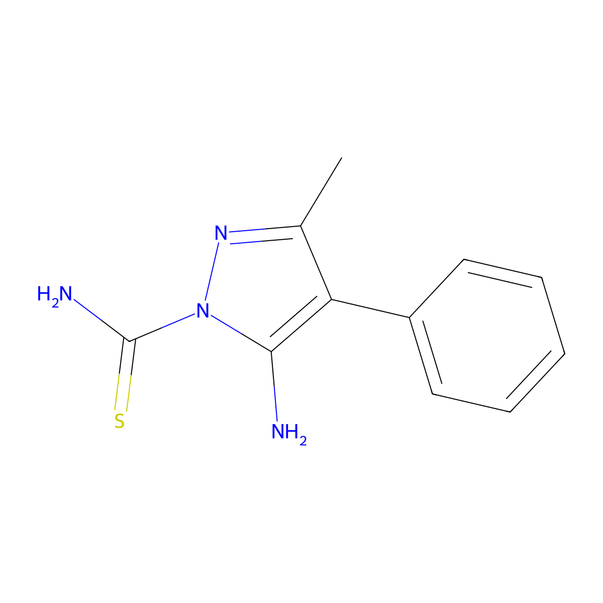 5-Amino-3-methyl-4-phenyl-1H-pyrazole-1-carbothioamide molecular structure, CAS 1822823-88-0