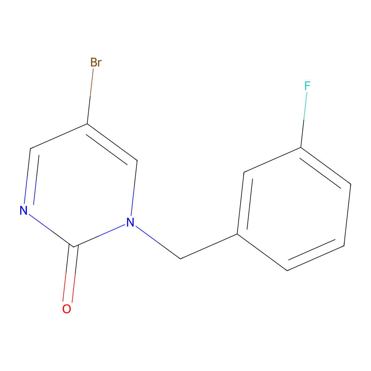 5-Bromo-1-(3-fluorobenzyl)pyrimidin-2(1H)-one molecular structure, CAS 1822826-57-2