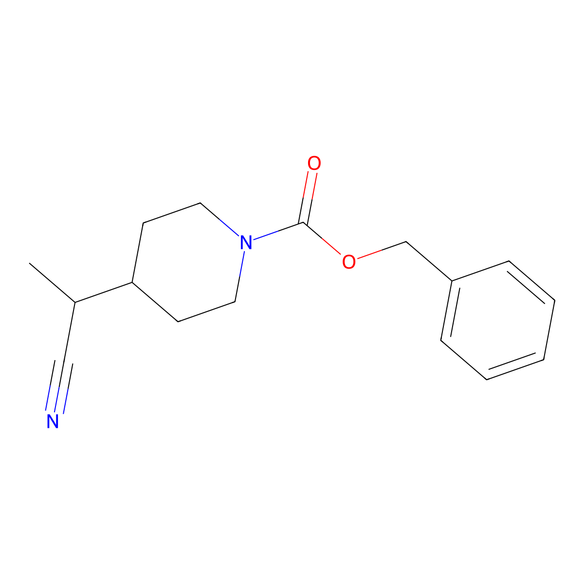 Benzyl 4-(1-cyanoethyl)piperidine-1-carboxylate molecular structure, CAS 1822835-23-3