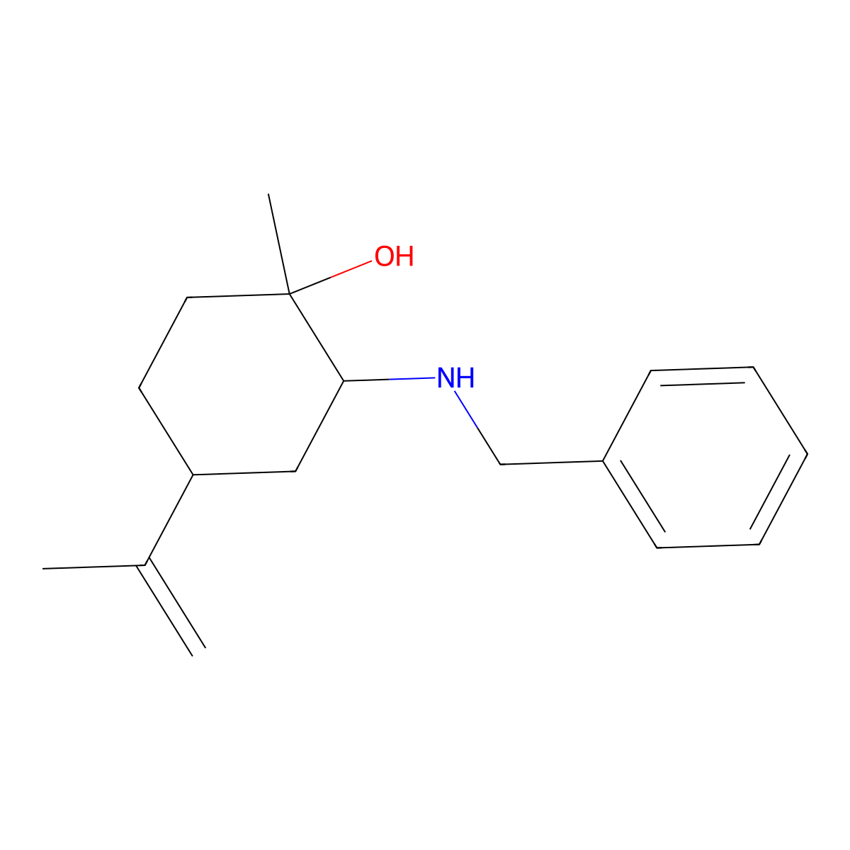2-(Benzylamino)-1-methyl-4-(prop-1-en-2-yl)cyclohexan-1-ol molecular structure, CAS 1822841-63-3