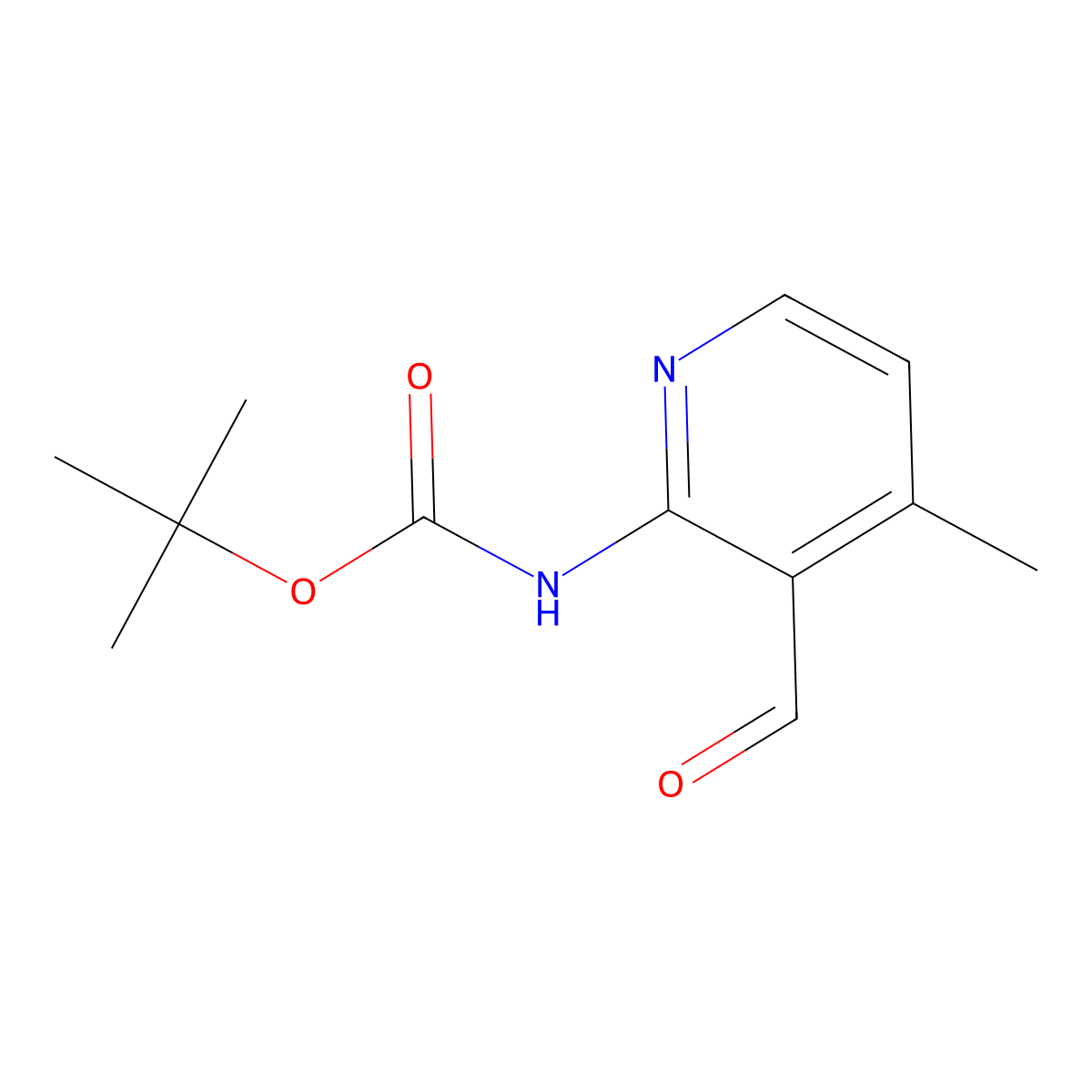 tert-Butyl (3-formyl-4-methylpyridin-2-yl)carbamate molecular structure, CAS 1822844-03-0