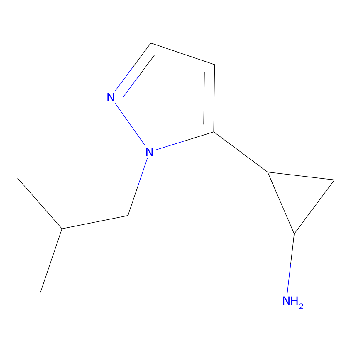 2-[1-(2-methylpropyl)-1H-pyrazol-5-yl]cyclopropan-1-amine molecular structure, CAS 1822844-37-0
