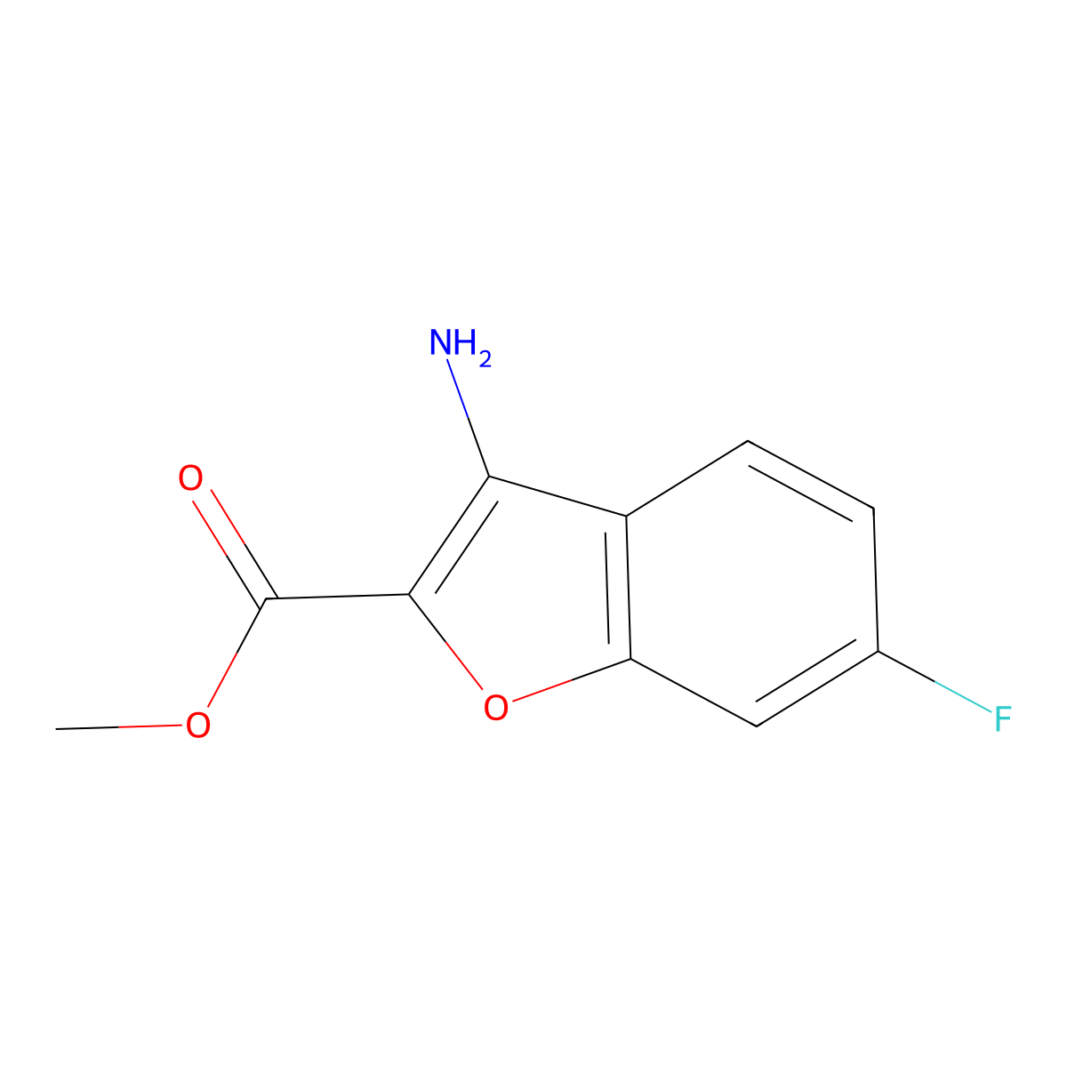 3-Amino-6-fluoro-benzofuran-2-carboxylic acid methyl ester molecular structure, CAS 1822845-23-7