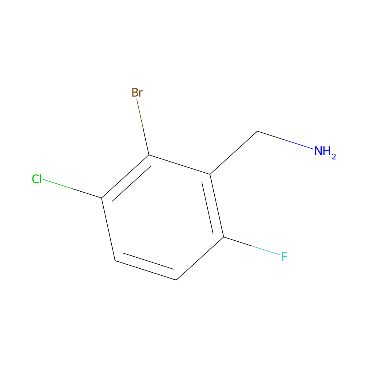 1-(2-Bromo-3-chloro-6-fluorophenyl)methanamine molecular structure, CAS 1822845-80-6