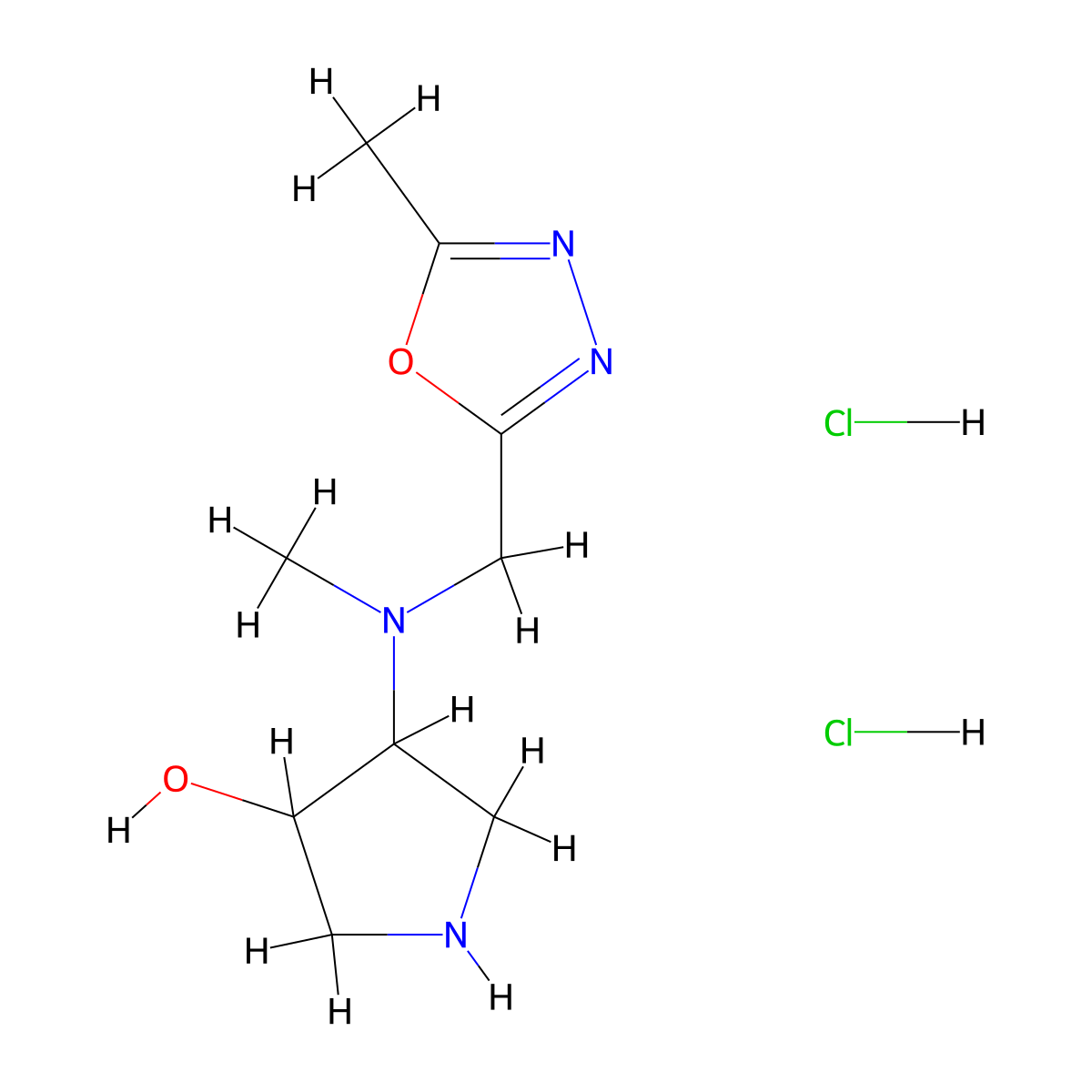 4-{Methyl[(5-methyl-1,3,4-oxadiazol-2-yl)methyl]amino}pyrrolidin-3-ol dihydrochloride molecular structure, CAS 1822848-88-3