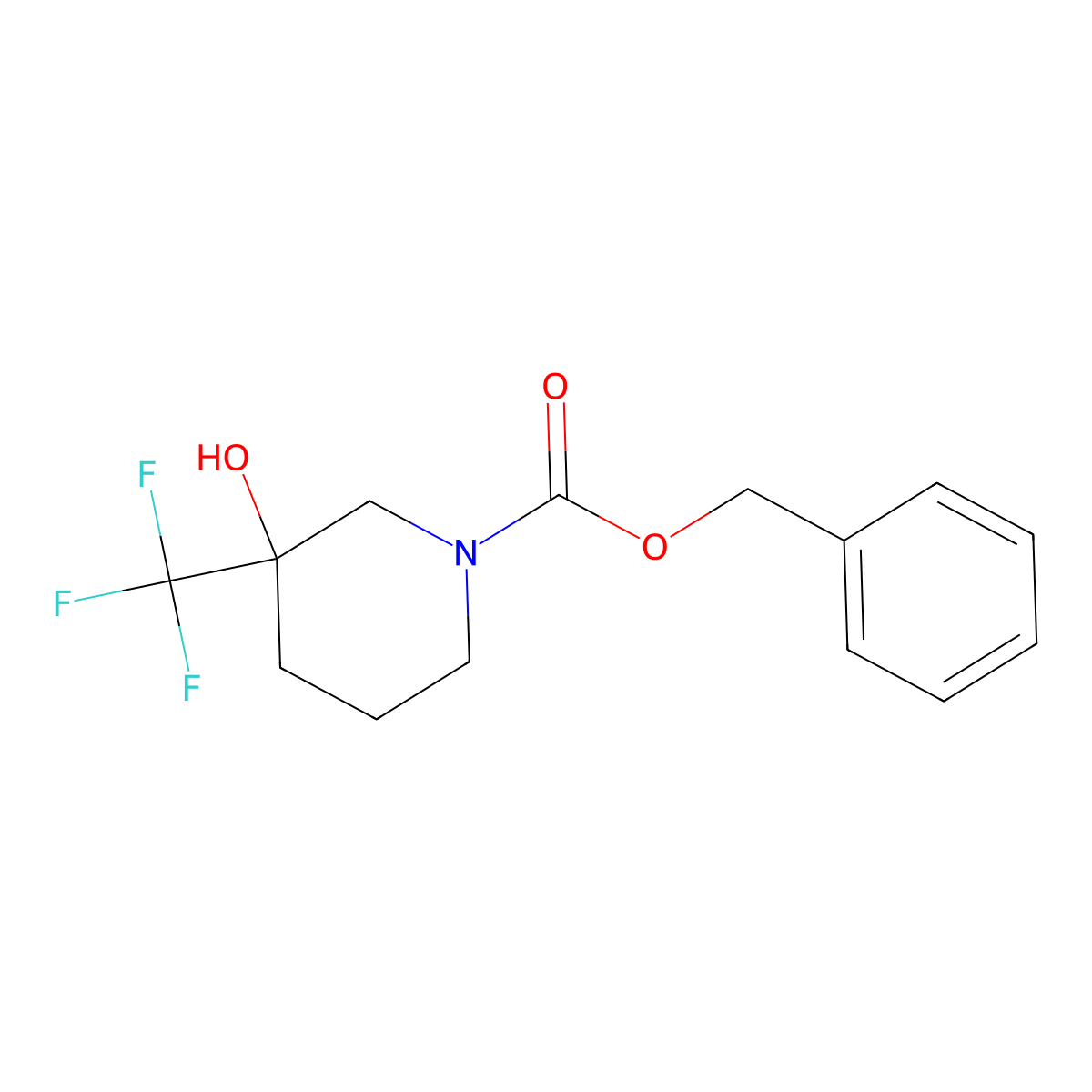 Benzyl 3-hydroxy-3-(trifluoromethyl)piperidine-1-carboxylate molecular structure, CAS 1822850-72-5