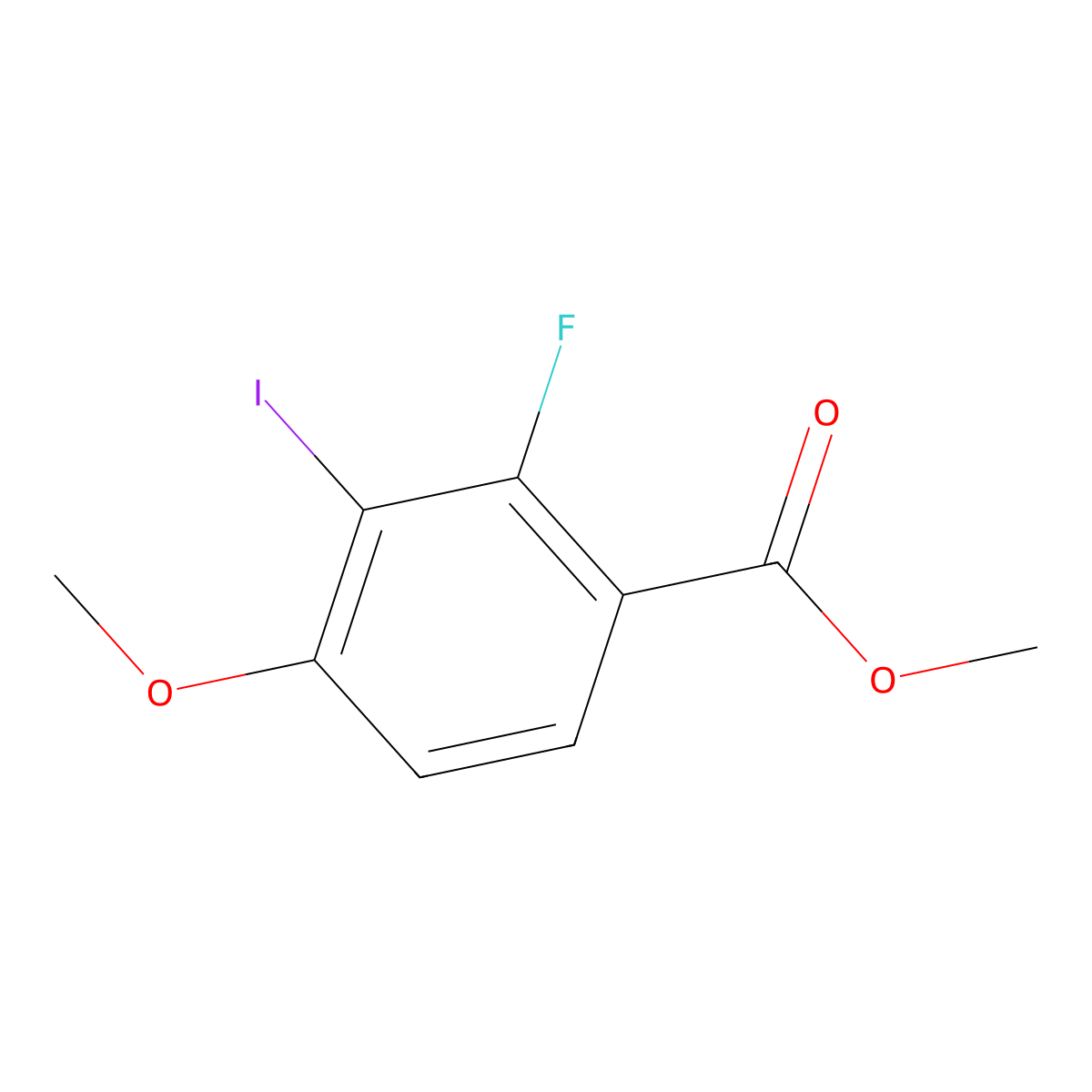 2-Fluoro-3-iodo-4-methoxy-benzoic acid methyl ester molecular structure, CAS 1822851-50-2