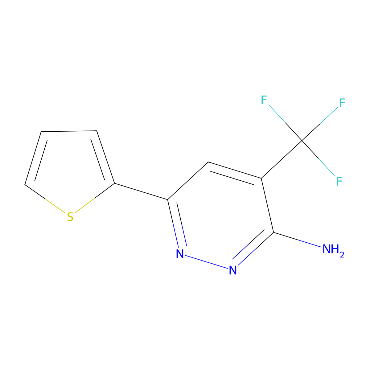 3-Pyridazinamine, 6-(2-thienyl)-4-(trifluoromethyl)- molecular structure, CAS 1822851-51-3