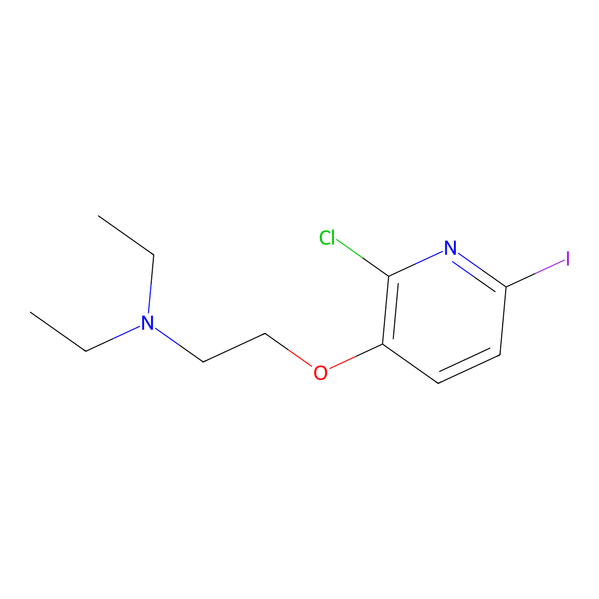 2-((2-chloro-6-iodopyridin-3-yl)oxy)-N,N-diethylethan-1-amine molecular structure, CAS 1822851-75-1