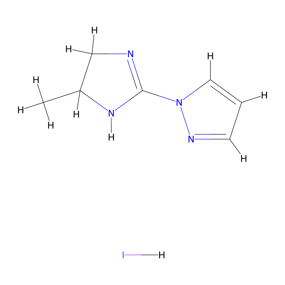 1-(4-Methyl-4,5-dihydro-1H-imidazol-2-yl)-1H-pyrazole hydroiodide molecular structure, CAS 1822851-86-4