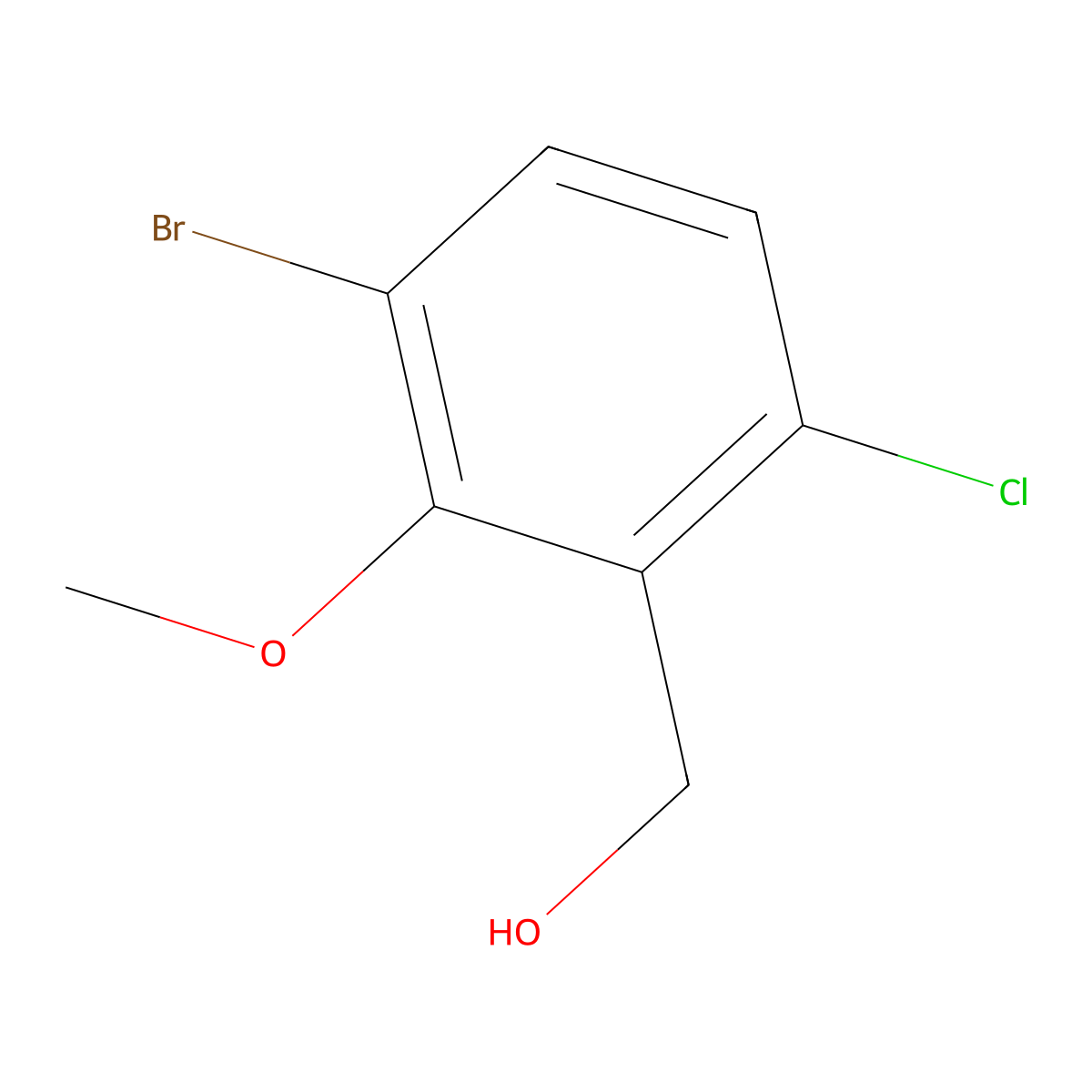 (3-Bromo-6-chloro-2-methoxyphenyl)methanol molecular structure, CAS 1822852-13-0