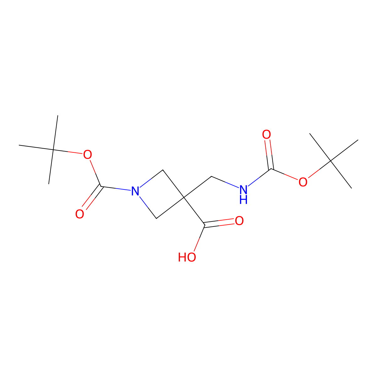 1-[(Tert-butoxy)carbonyl]-3-({[(tert-butoxy)carbonyl]amino}methyl)azetidine-3-carboxylicacid molecular structure, CAS 1822852-29-8