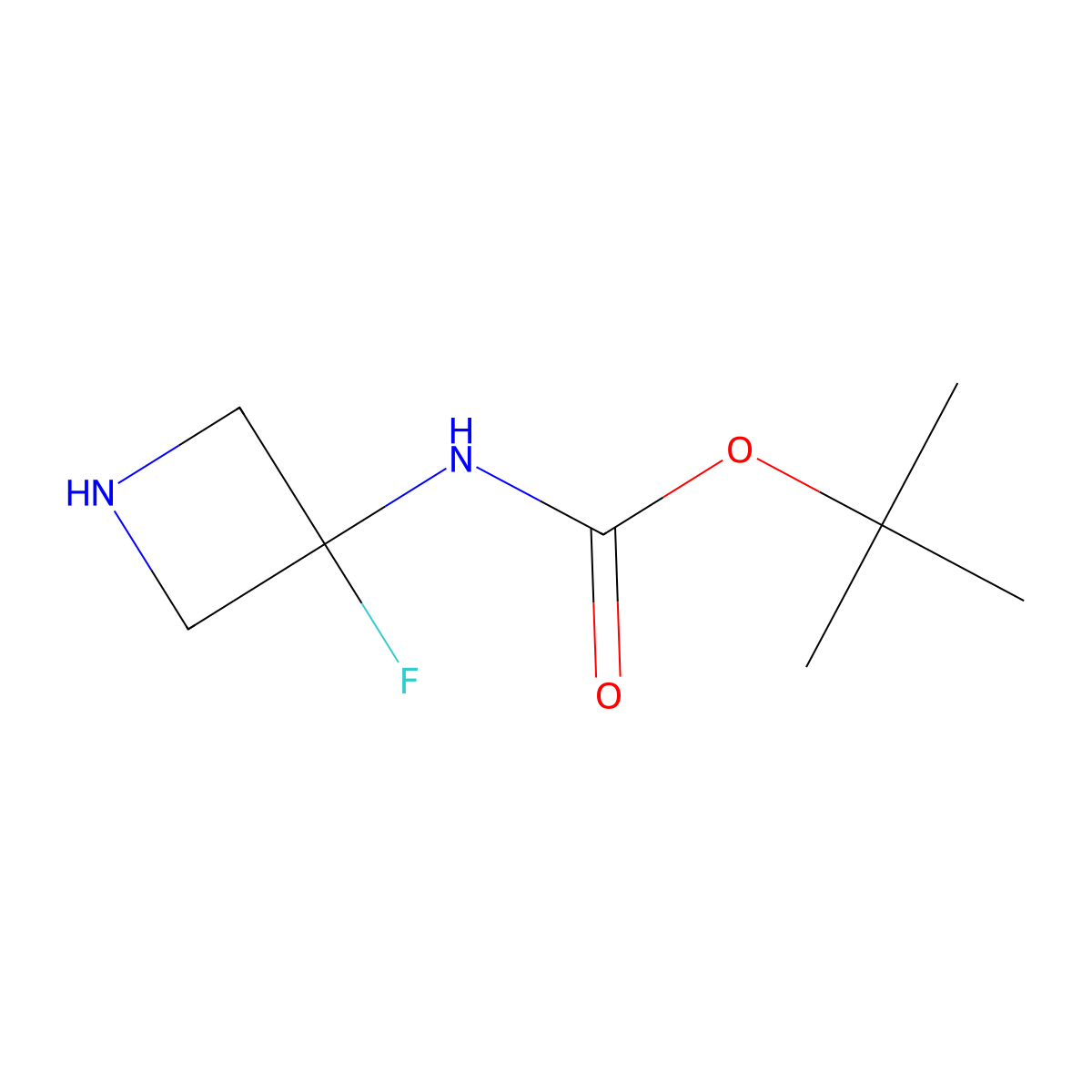 tert-Butyl N-(3-fluoroazetidin-3-yl)carbamate molecular structure, CAS 1822852-73-2