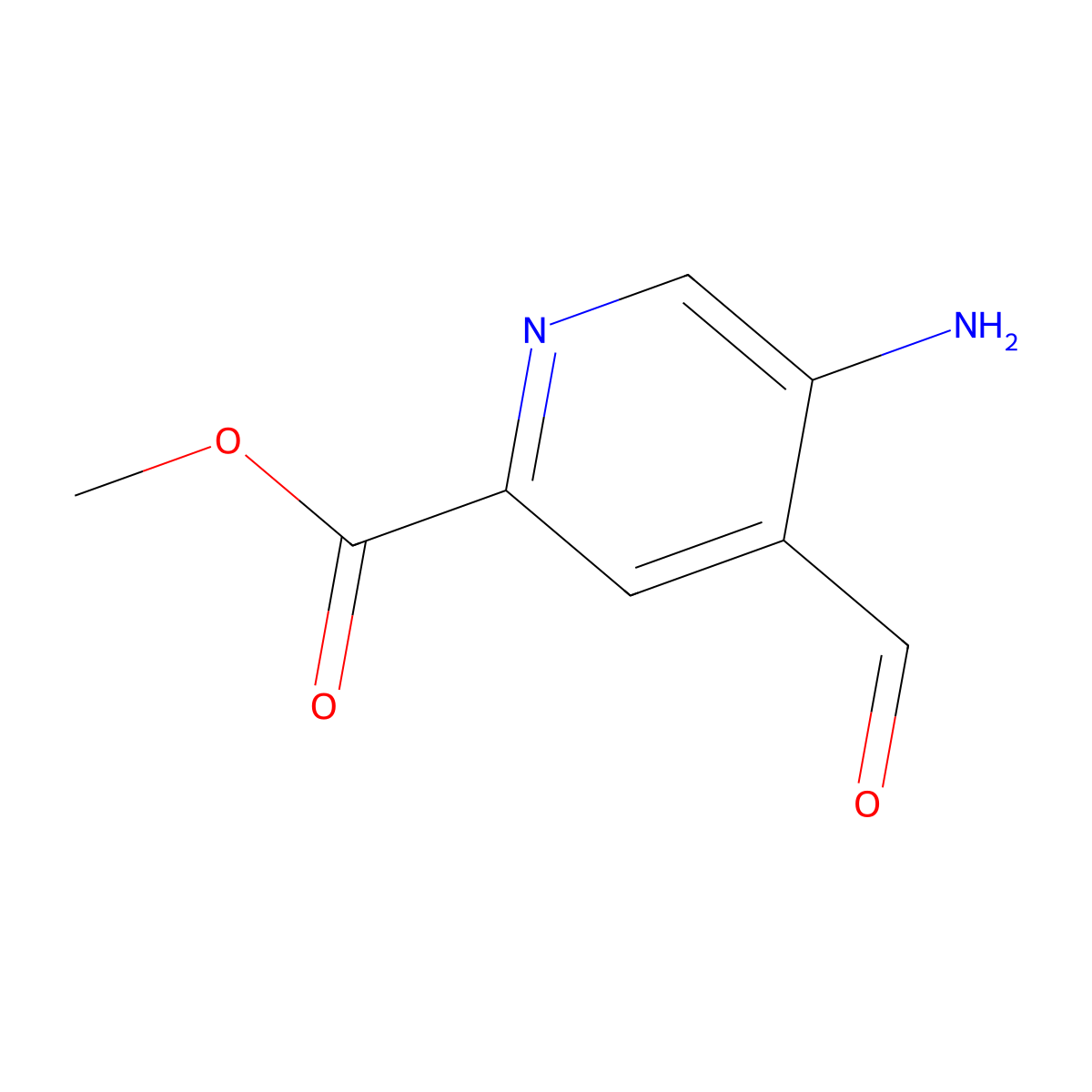 Methyl 5-amino-4-formyl-pyridine-2-carboxylate molecular structure, CAS 1822855-77-5