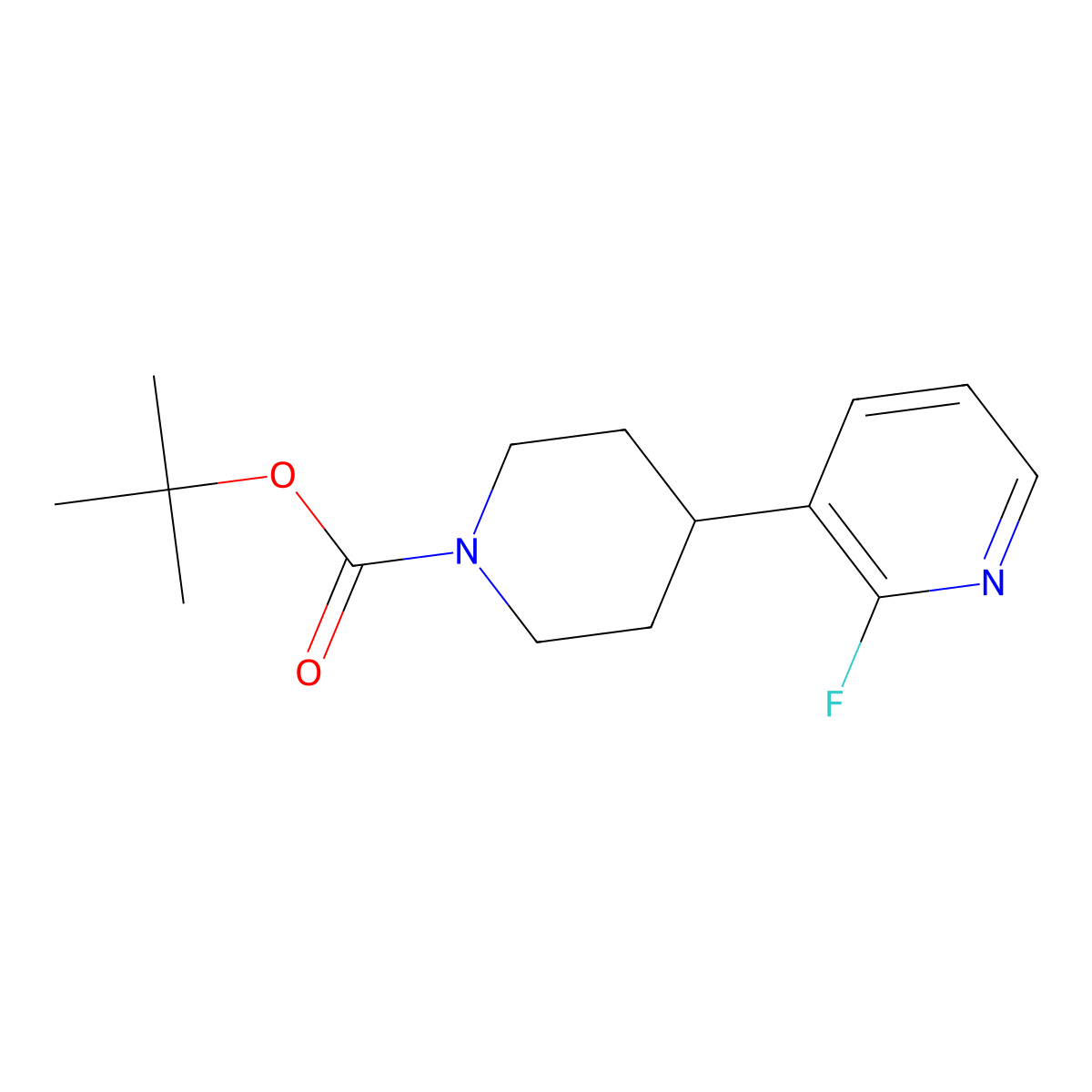 Tert-butyl 4-(2-fluoropyridin-3-yl)piperidine-1-carboxylate molecular structure, CAS 1822855-88-8