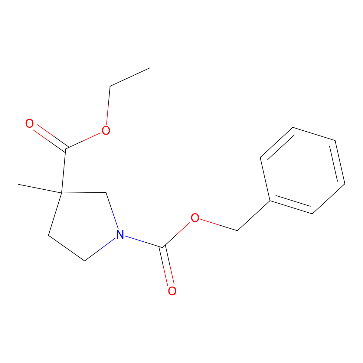 3-Methyl-pyrrolidine-1,3-dicarboxylic acid 1-benzyl ester 3-ethyl ester molecular structure, CAS 1822858-67-2