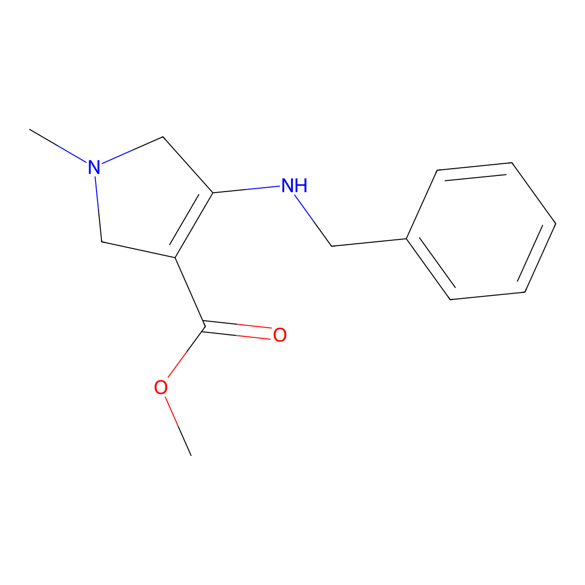 methyl 4-(benzylamino)-1-methyl-2,5-dihydro-1H-pyrrole-3-carboxylate molecular structure, CAS 1822859-07-3