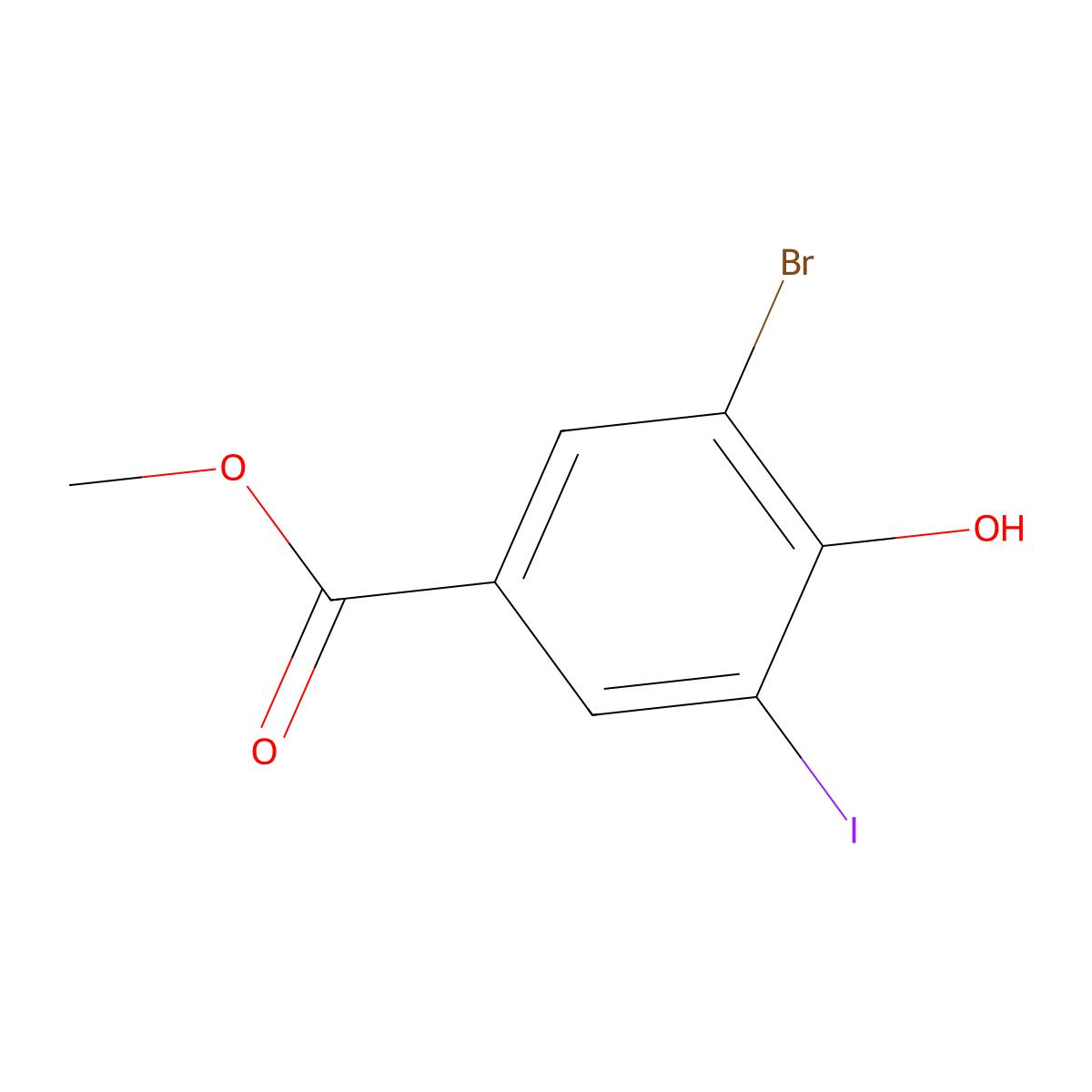 Methyl 3-bromo-4-hydroxy-5-iodobenzoate molecular structure, CAS 1822859-66-4