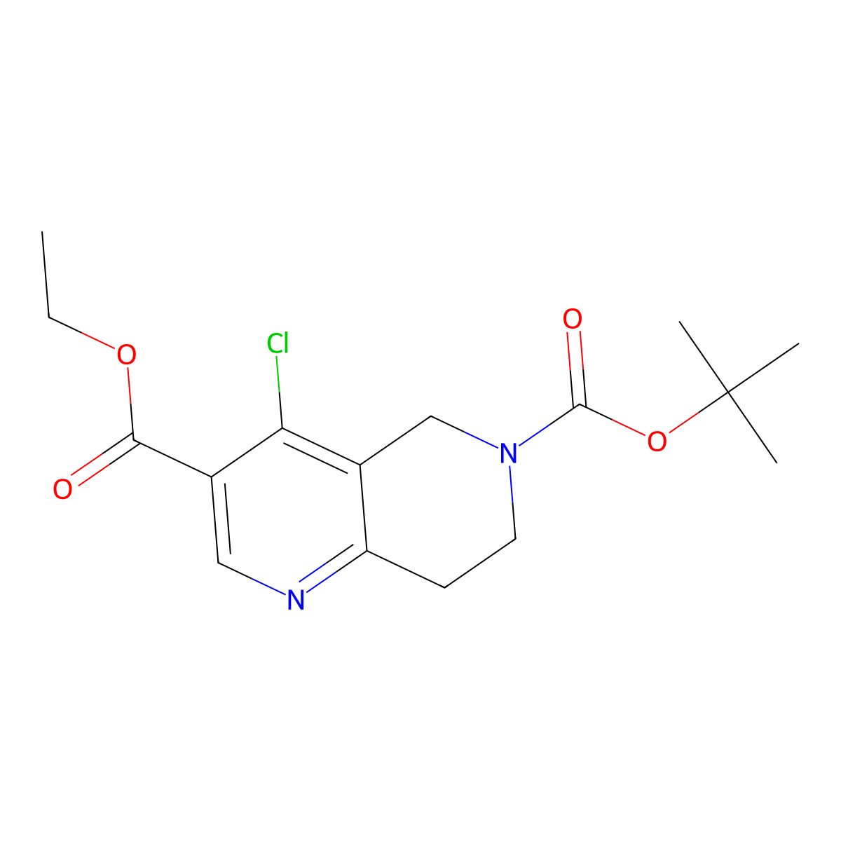 6-tert-Butyl 3-ethyl 4-chloro-7,8-dihydro-1,6-naphthyridine-3,6(5H)-dicarboxylate molecular structure, CAS 1822861-42-6