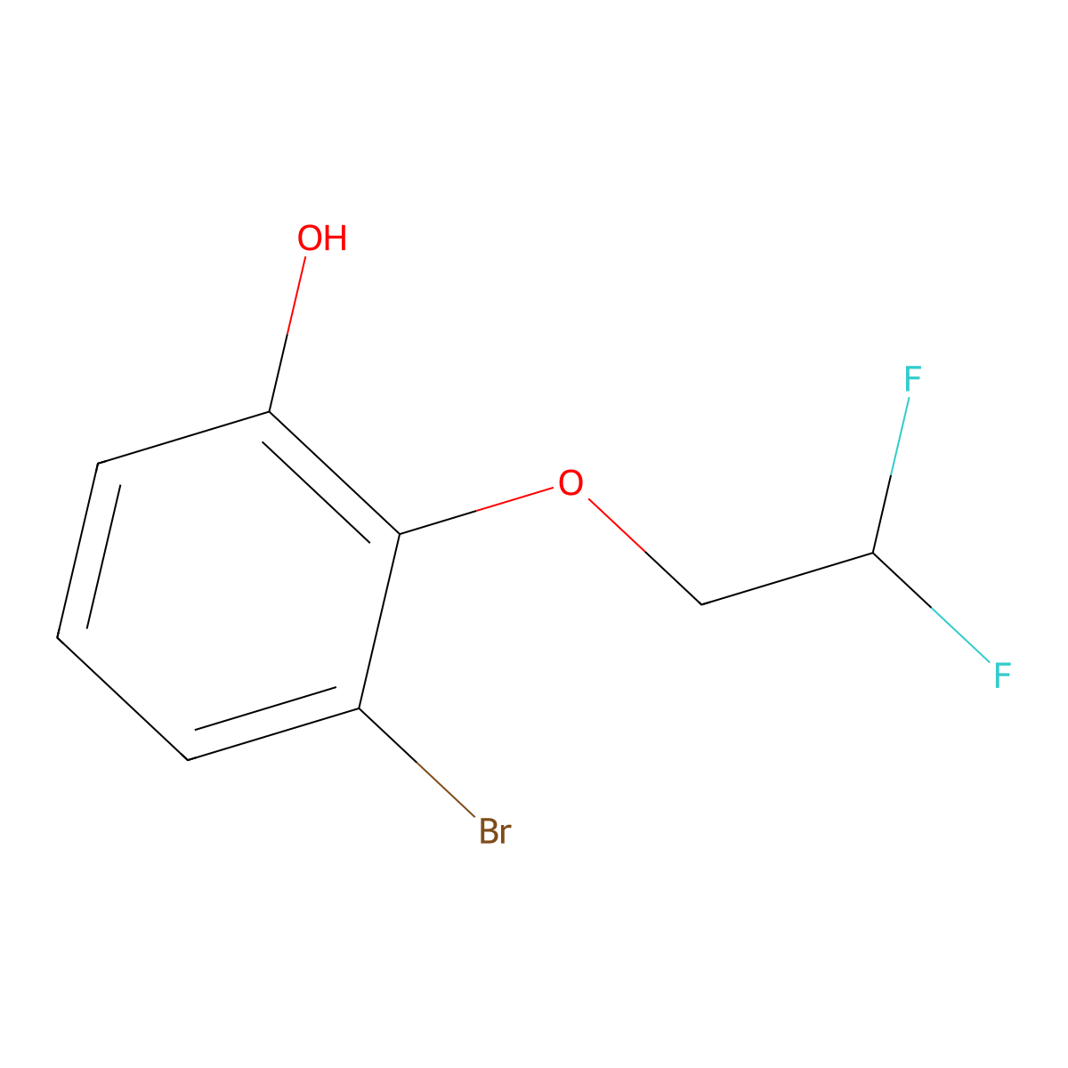 3-Bromo-2-(2,2-difluoroethoxy)phenol molecular structure, CAS 1822861-83-5