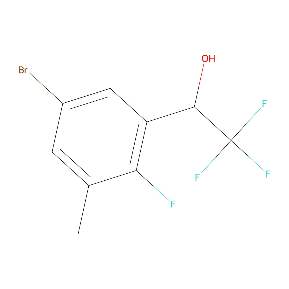 1-(5-Bromo-2-fluoro-3-methylphenyl)-2,2,2-trifluoroethanol molecular structure, CAS 1822862-36-1