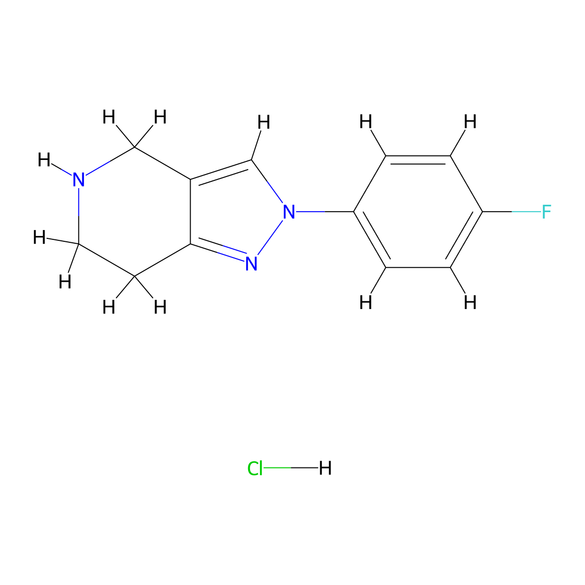 2-(4-Fluoro-phenyl)-4,5,6,7-tetrahydro-2H-pyrazolo[4,3-c]pyridine hydrochloride molecular structure, CAS 1822862-37-2