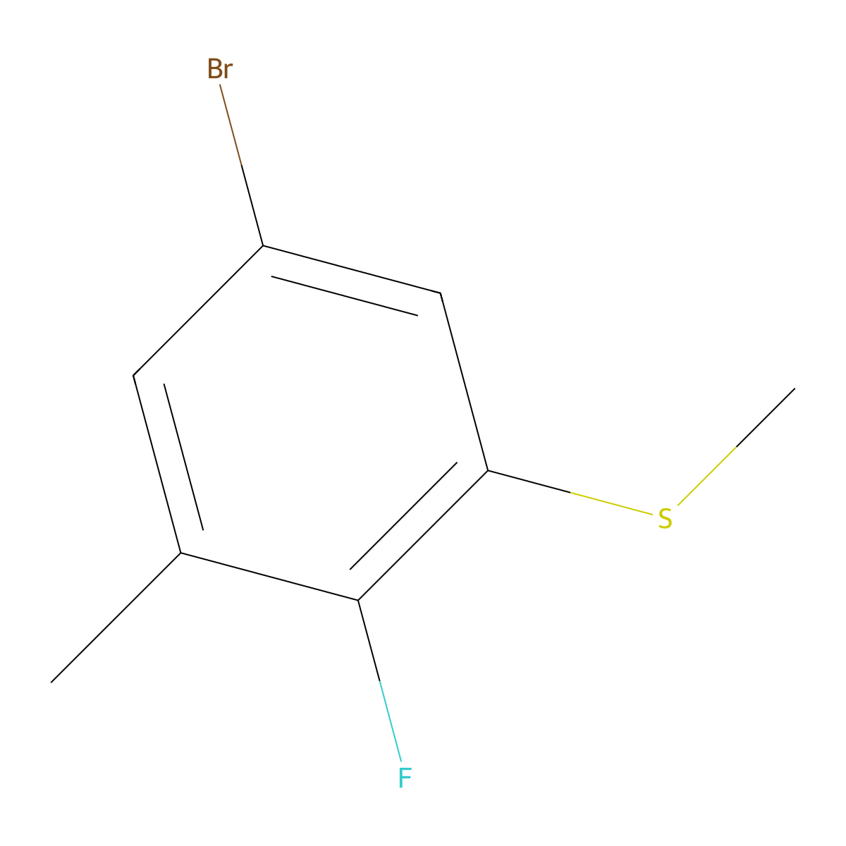 (5-Bromo-2-fluoro-3-methylphenyl)(methyl)sulfane molecular structure, CAS 1822862-39-4