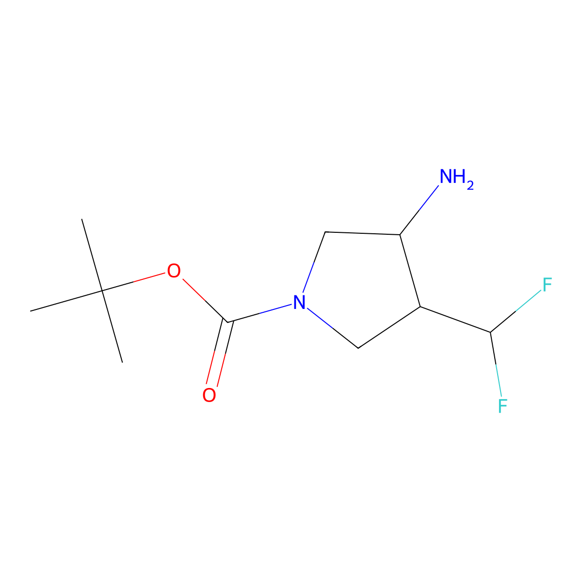 tert-Butyl trans-3-amino-4-(difluoromethyl)pyrrolidine-1-carboxylate molecular structure, CAS 1822863-94-4
