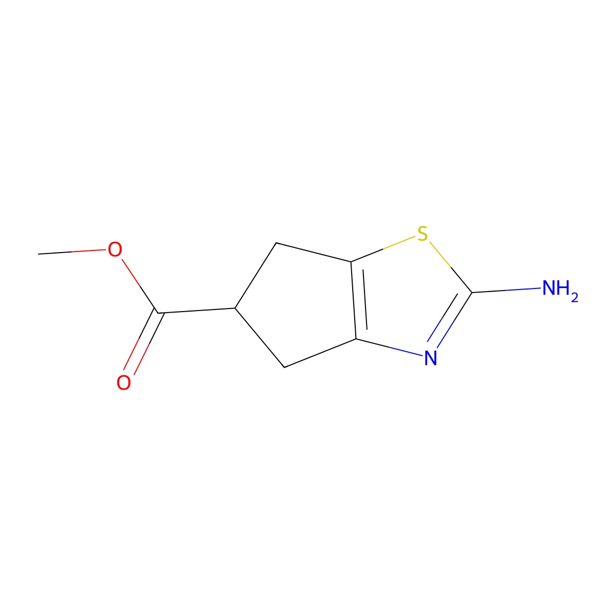 methyl 2-amino-4H,5H,6H-cyclopenta[d][1,3]thiazole-5-carboxylate molecular structure, CAS 1822864-15-2