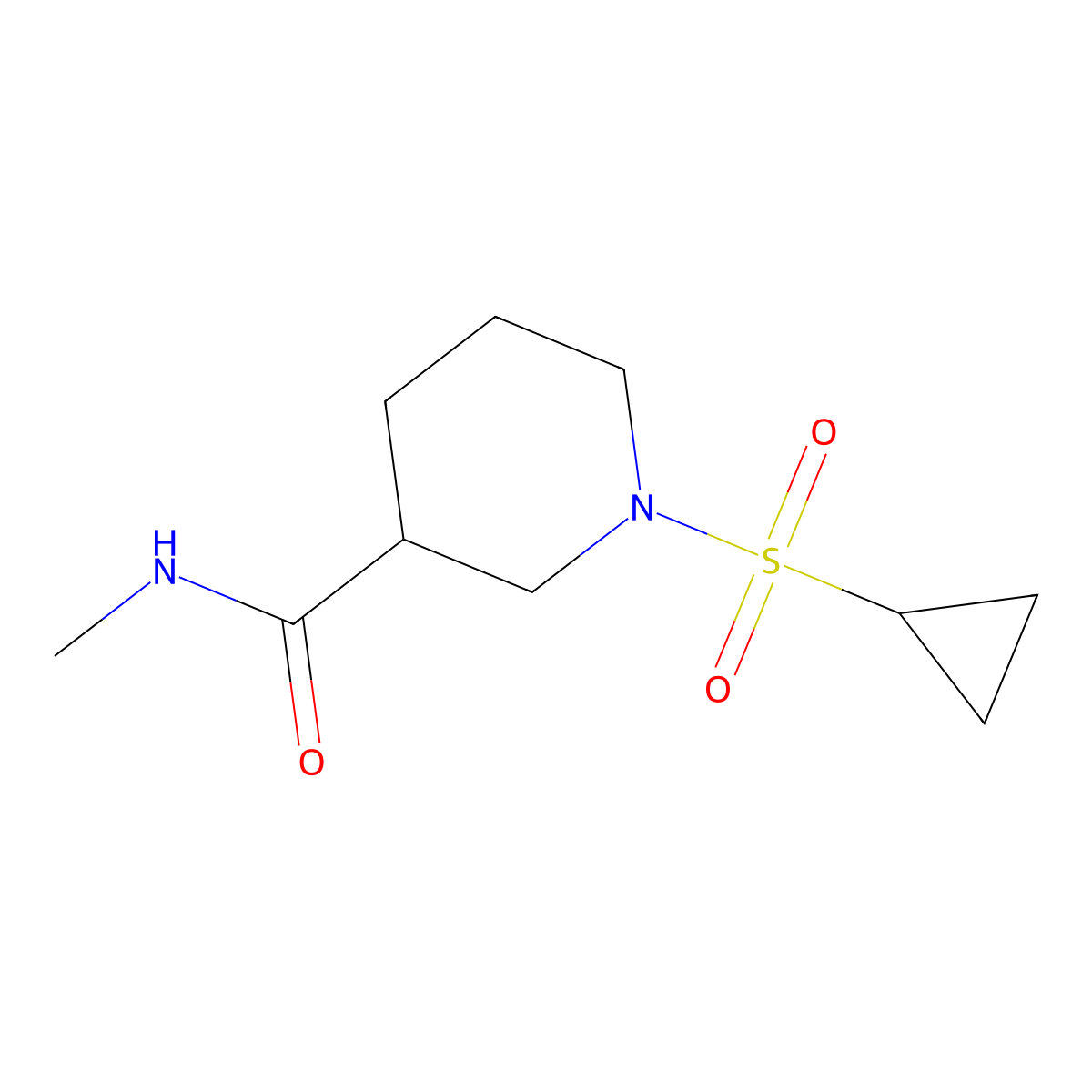 1-(cyclopropanesulfonyl)-N-methylpiperidine-3-carboxamide molecular structure, CAS 1822868-62-1