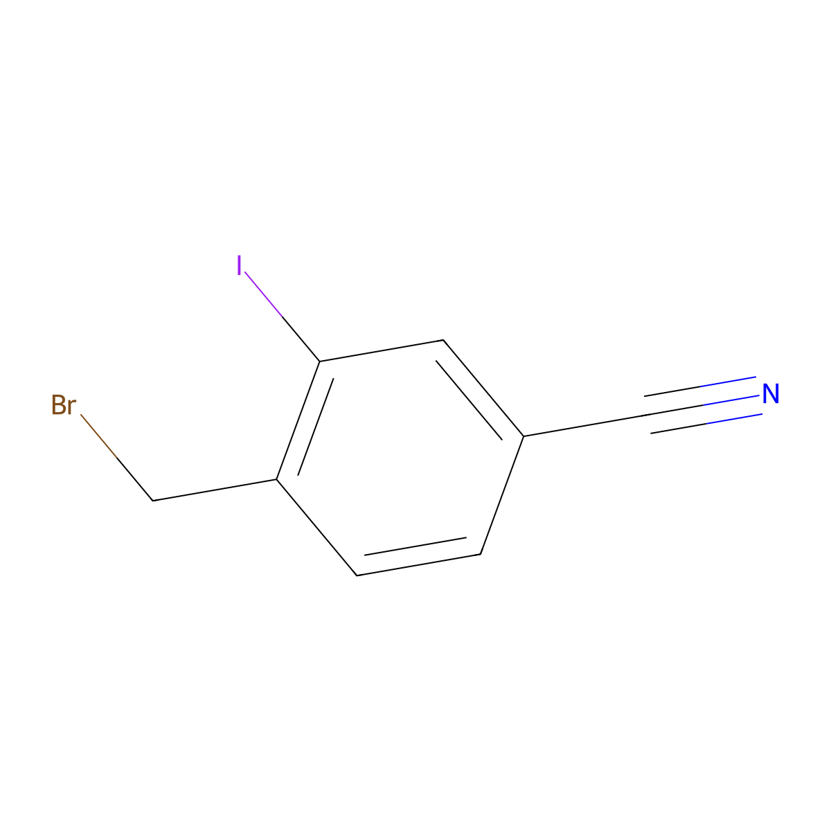 4-(Bromomethyl)-3-iodobenzonitrile molecular structure, CAS 182287-63-4