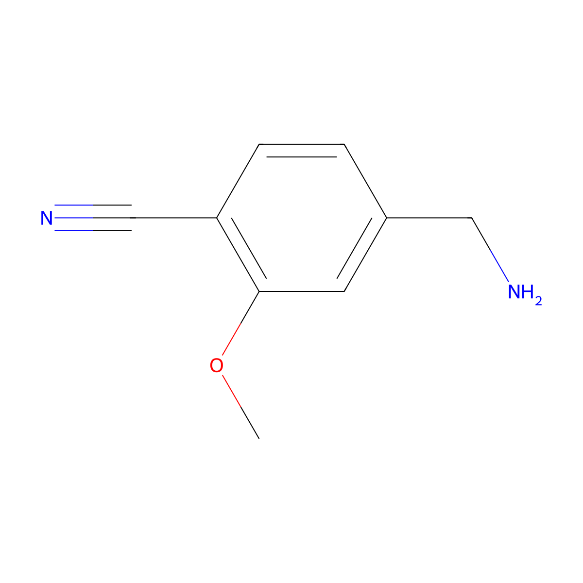 4-(Aminomethyl)-2-methoxybenzonitrile molecular structure, CAS 182287-70-3
