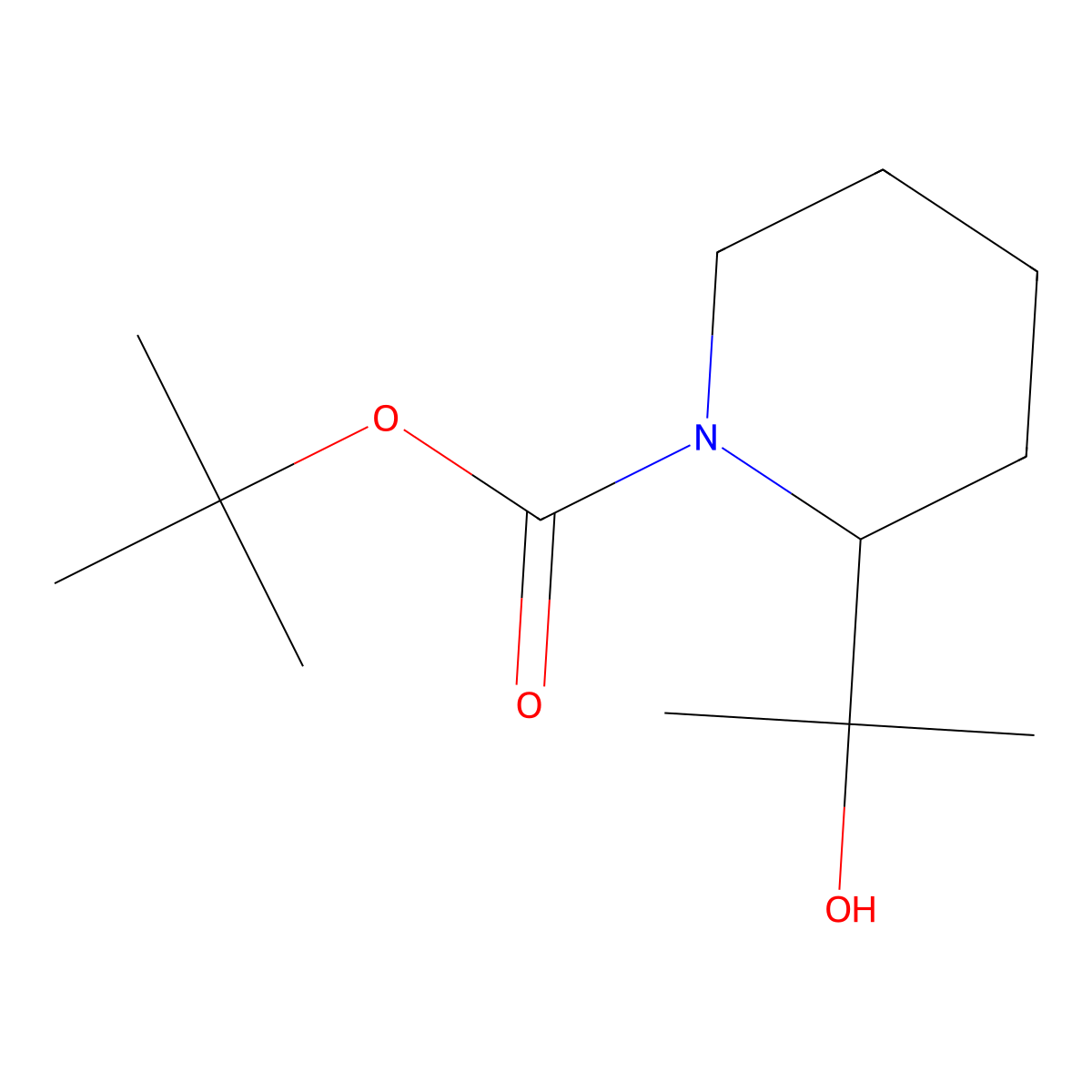 Tert-butyl 2-(2-hydroxypropan-2-yl)piperidine-1-carboxylate molecular structure, CAS 1822874-57-6