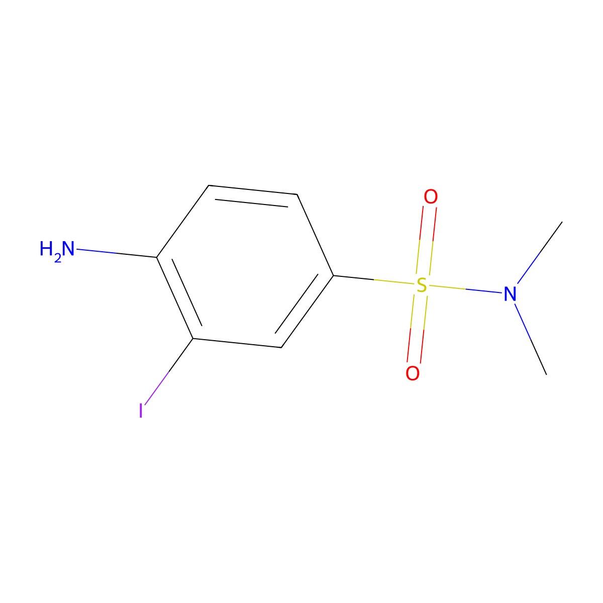 Benzenesulfonamide, 4-amino-3-iodo-N,N-dimethyl- molecular structure, CAS 18229-61-3