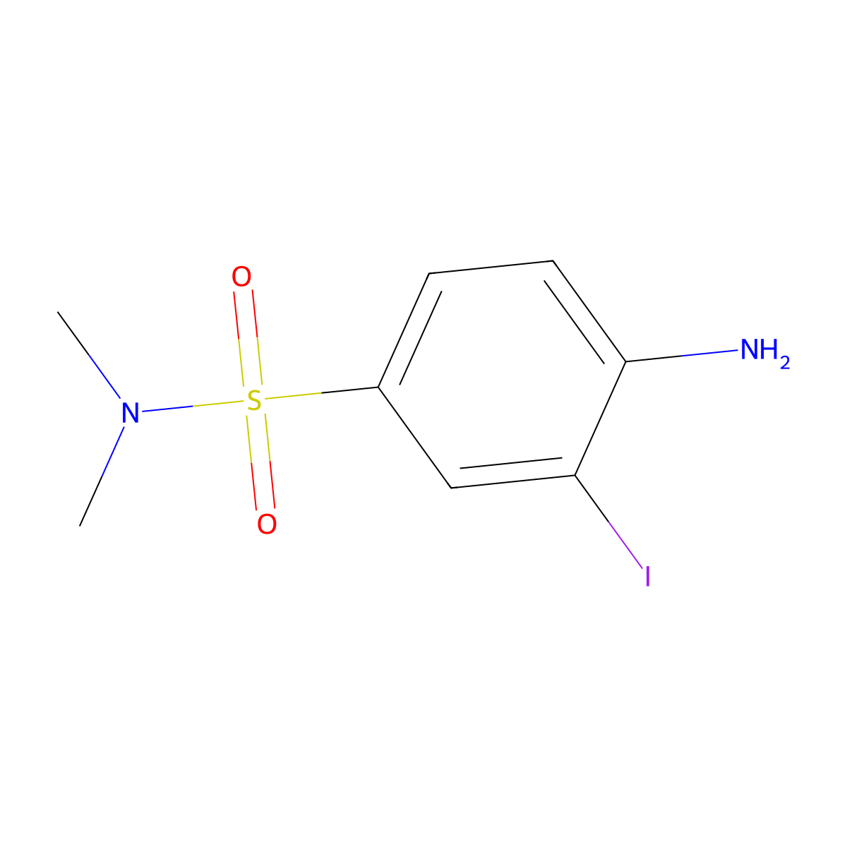 Benzenesulfonamide, 4-amino-3-iodo-N,N-dimethyl- molecular structure, CAS 18229-61-3