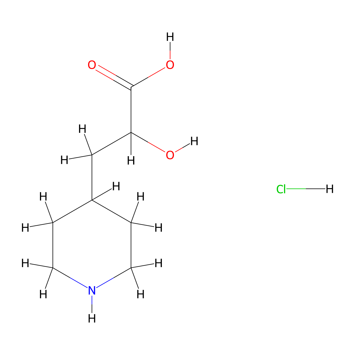 2-Hydroxy-3-(piperidin-4-yl)propanoic acid hydrochloride molecular structure, CAS 1822908-91-7