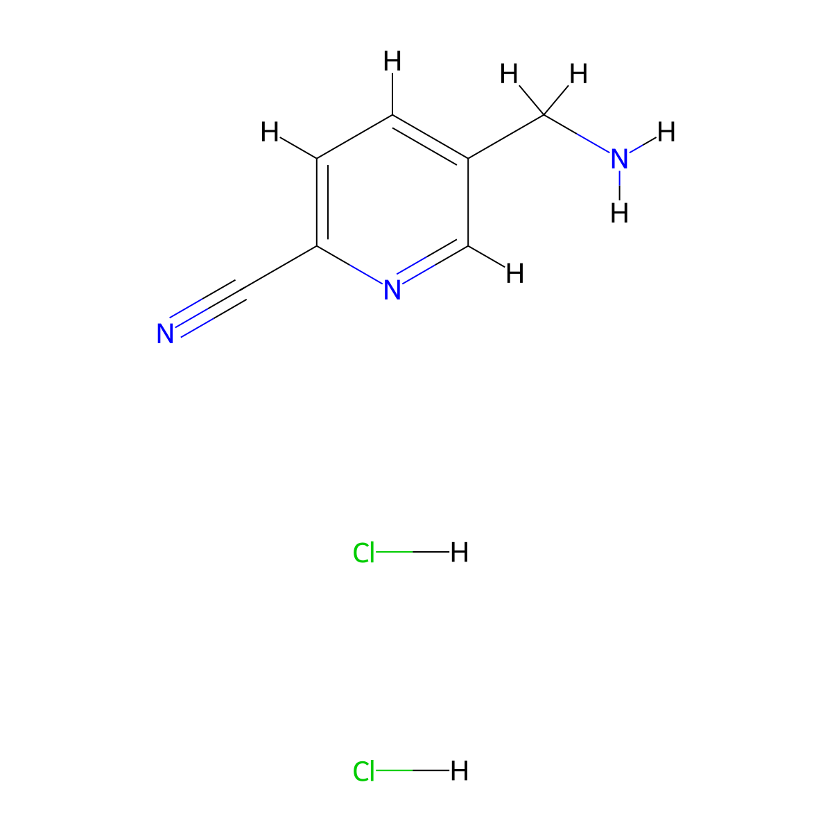 5-(Aminomethyl)picolinonitrile dihydrochloride molecular structure, CAS 182291-88-9